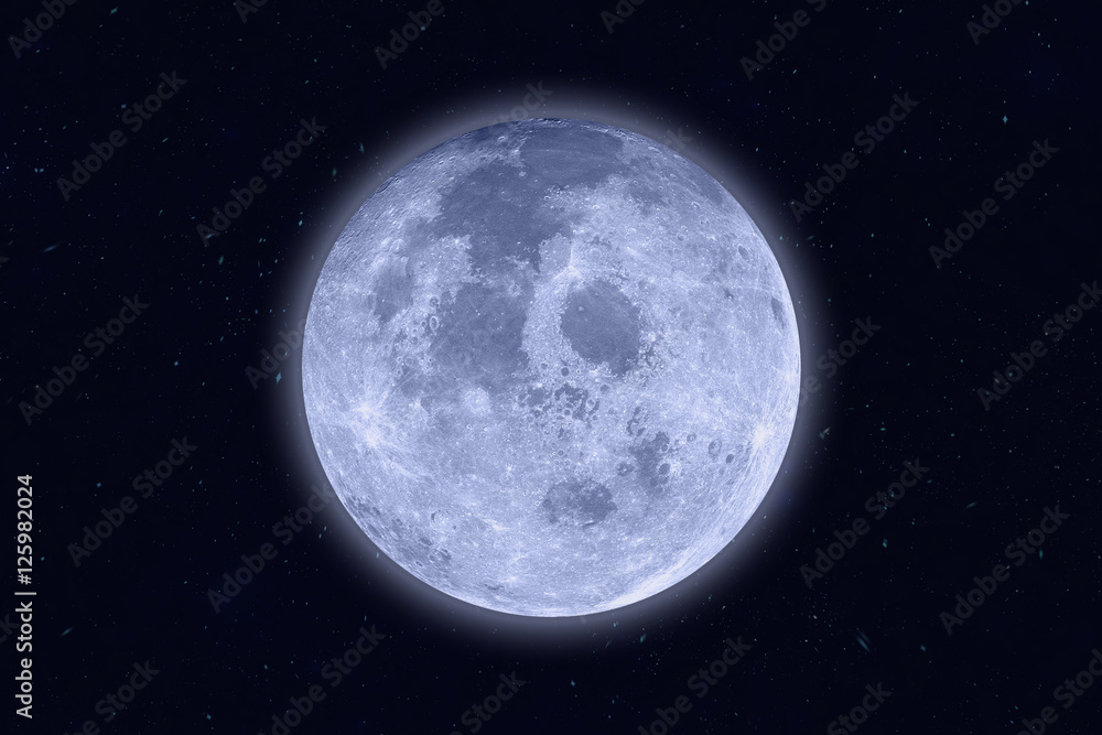 Supermoon - full moon on night sky. Elements of this image furnished by NASA.