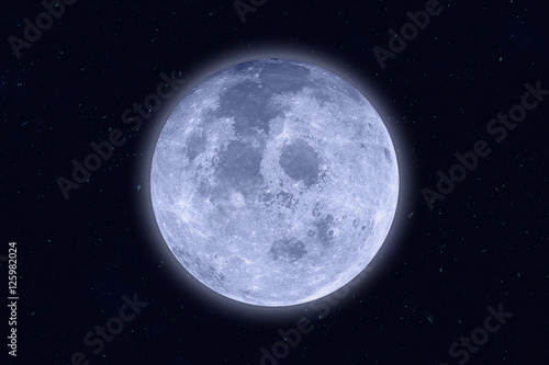 Fototapeta Naklejka Na Ścianę i Meble -  Supermoon - full moon on night sky. Elements of this image furnished by NASA.