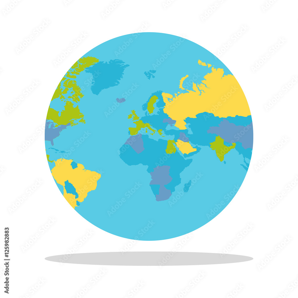 Planet Earth with Countries Vector Illustration.