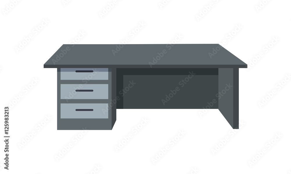 Black Office Desk Isolated on White Background Black Office Desk Isolated on White Background