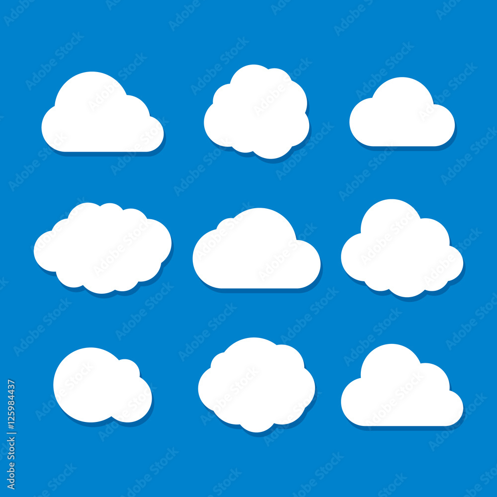 Cartoon Style Cloud Set. Vector Cartoon Style Cloud Set. Vector