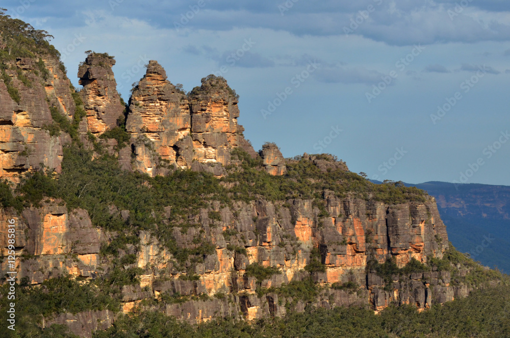 Landscape of The Three Sisters rock formation in the Blue Mounta