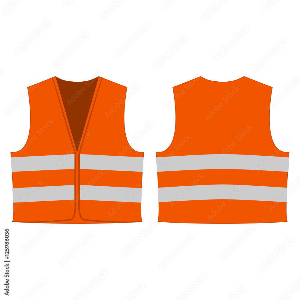 orange reflective safety vest for people isolated vector front and back ...