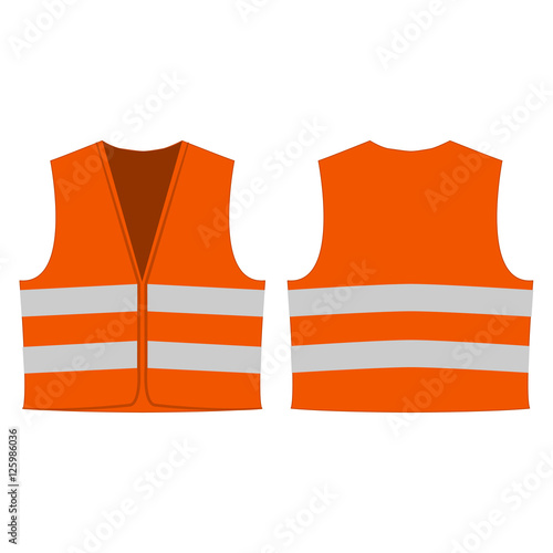 orange reflective safety vest for people isolated vector front and back for promotion on the white background