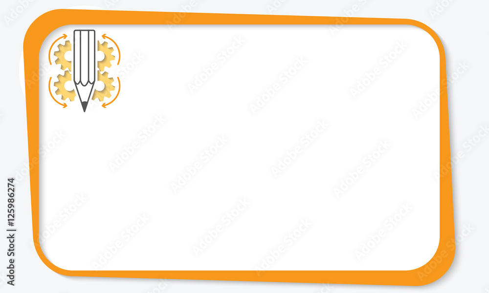 Text box for fill your text with cogwheel and pencil Text box for fill your text with cogwheel and pencil