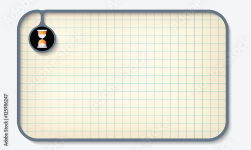 Text box for fill your text with graph paper and sand glass