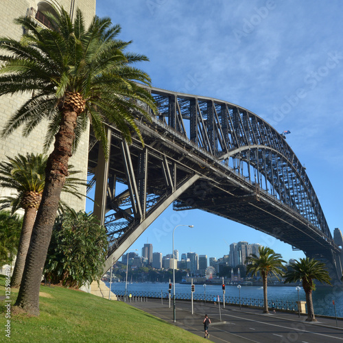 Sydney Harbour Bridge east side during sunrise