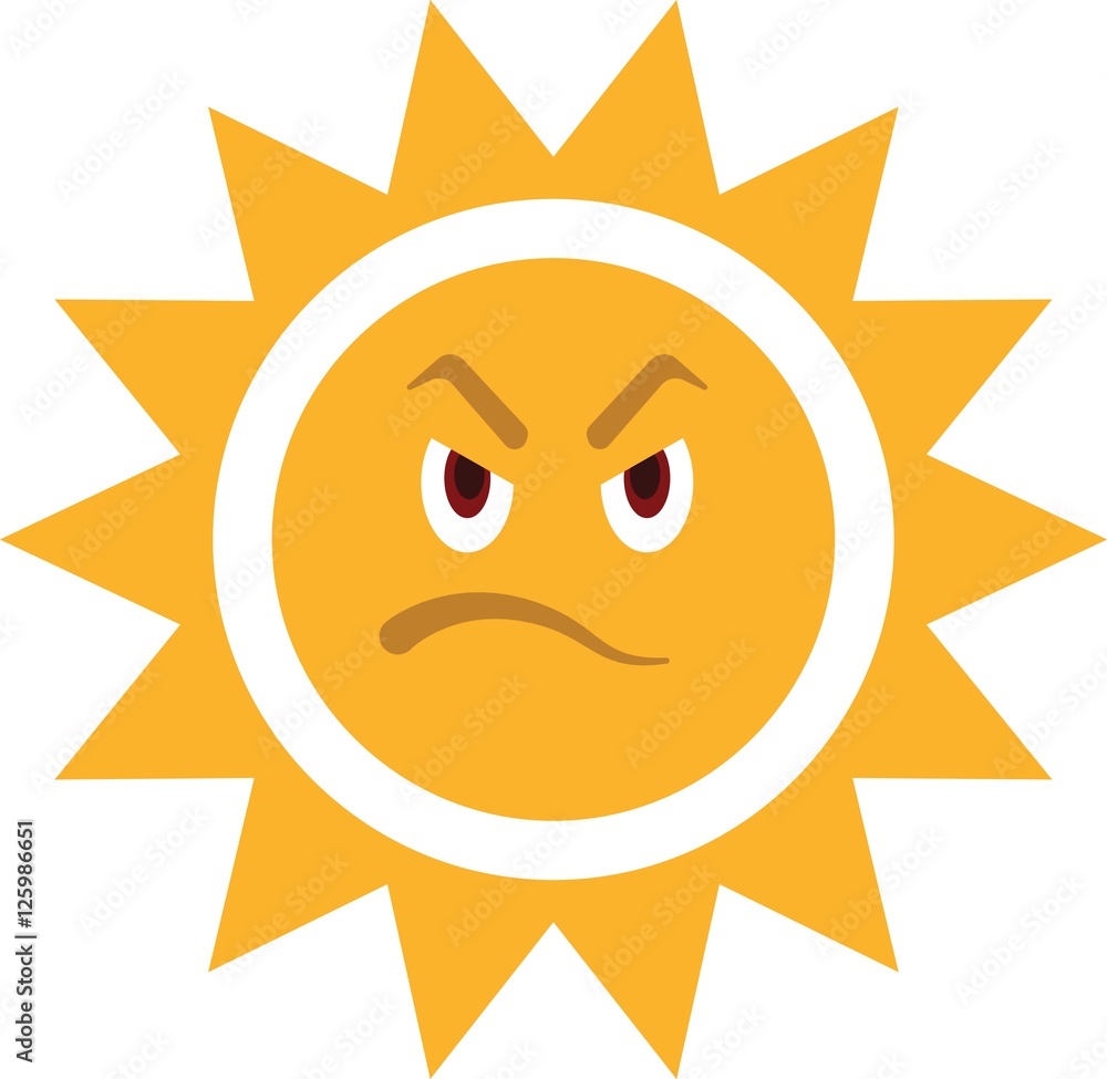 Angry sun. Very hot sunny weather.