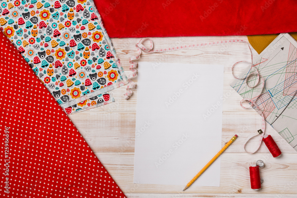 Background with sewing or knitting tools and accessories