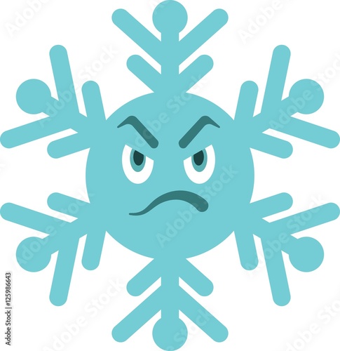 Angry snowflake. Winter bad weather with snow.