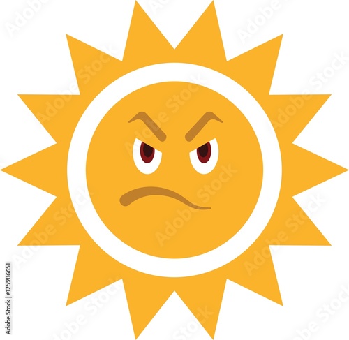 Angry sun. Very hot sunny weather.