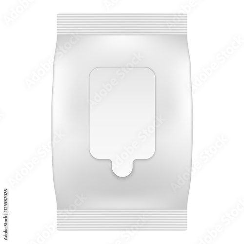 Blank White Package With Flap For Wet Wipes Or Tissues. Product