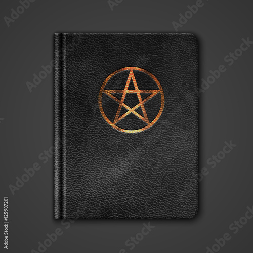 Leather Book With Pentagram. Vector