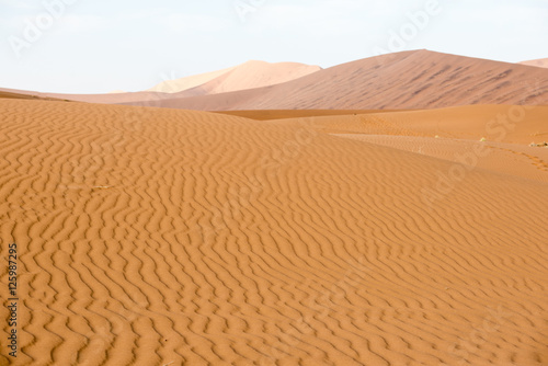 Endless sand waves on a sand dune of Namib Desert