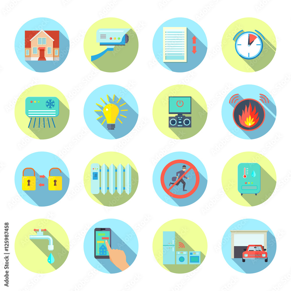 Smart House Round Icons Set Smart House Round Icons Set