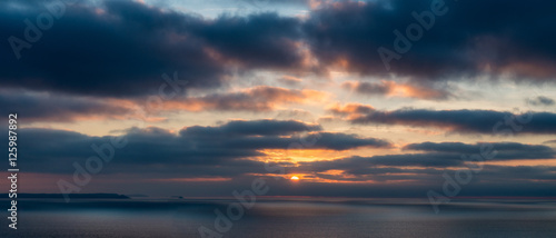 Dramatic sunset over the coast of North Cornwall