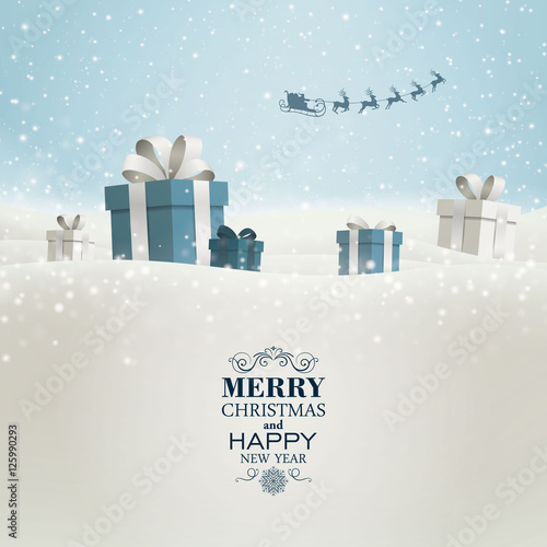 Vector Illustration of a Christmas Holiday Design with Gift Boxes