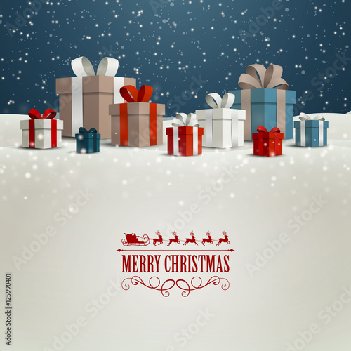Vector Illustration of a Christmas Holiday Design with Gift Boxes