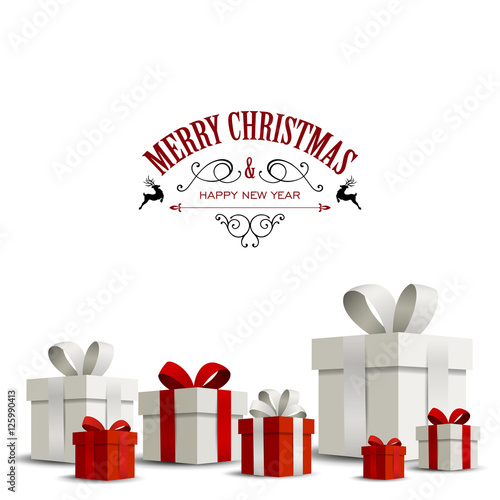 Vector Illustration of a Christmas Holiday Design with Gift Boxes