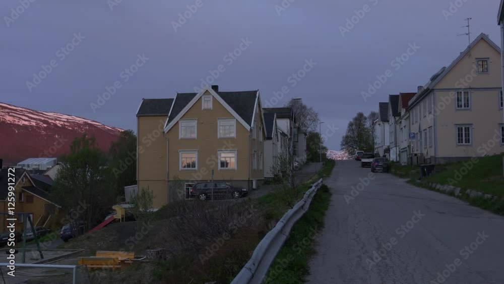 Panning from road to city panorama - Tromso Panning from road to city panorama - Tromso