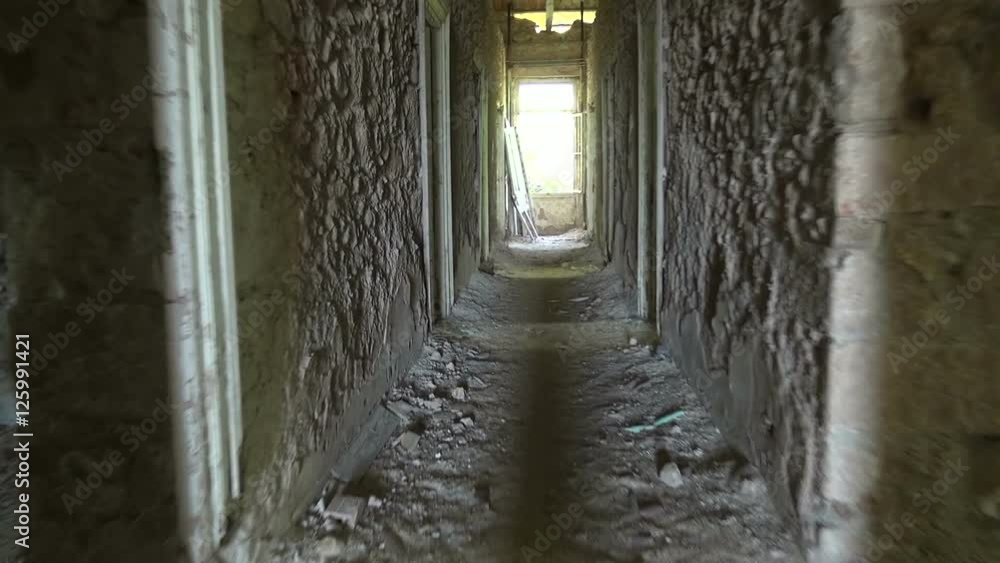 Walking at the hallway of an abandoned house Walking at the hallway of an abandoned house