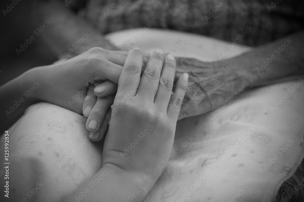 Hands of the old woman. Black and White. Hands of the old woman. Black and White.