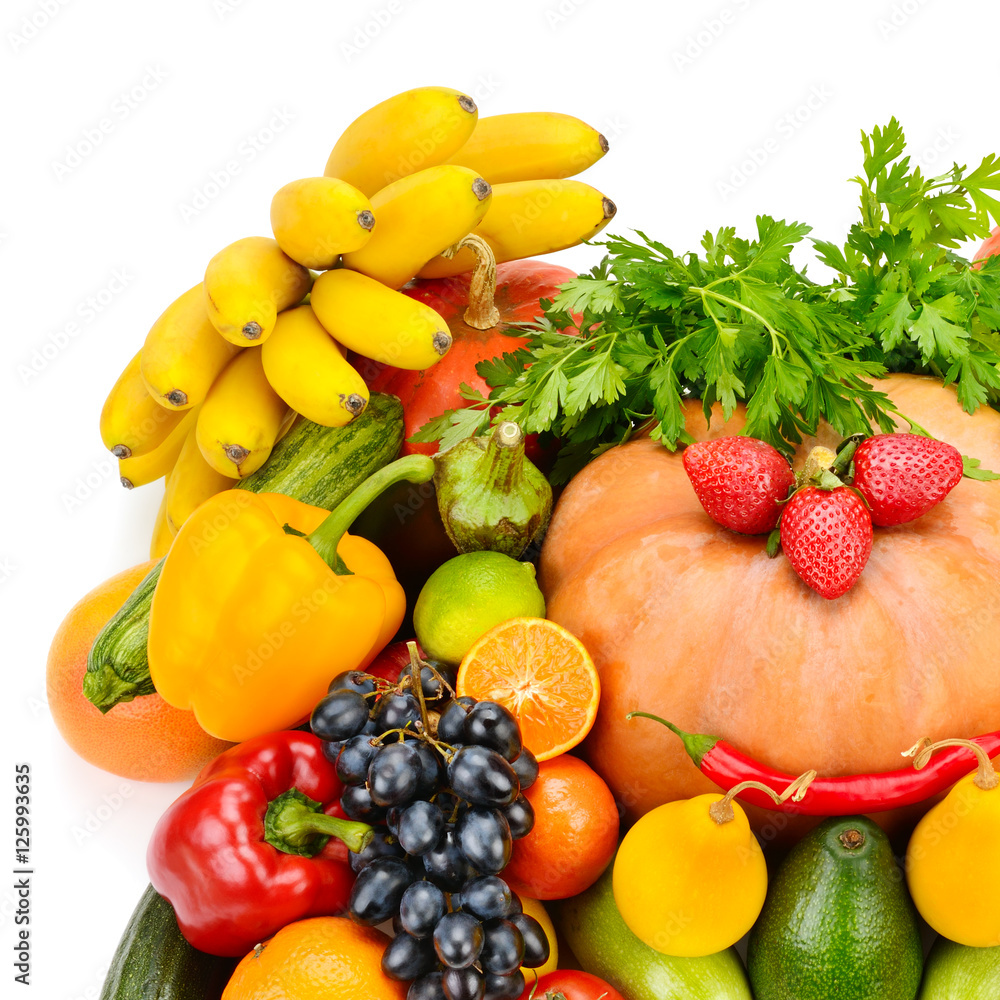 fruit and vegetable isolated on white background fruit and vegetable isolated on white background