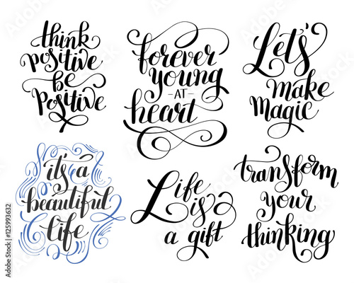 collection of black and white positive typography posters