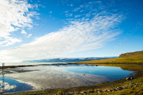 Amazing water reflection in summer, Iceland.