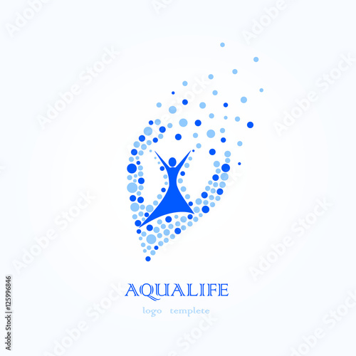 Aqua Life, Water Logo, Healthy Lifestyle Logo, Water is Health of Bubbles.