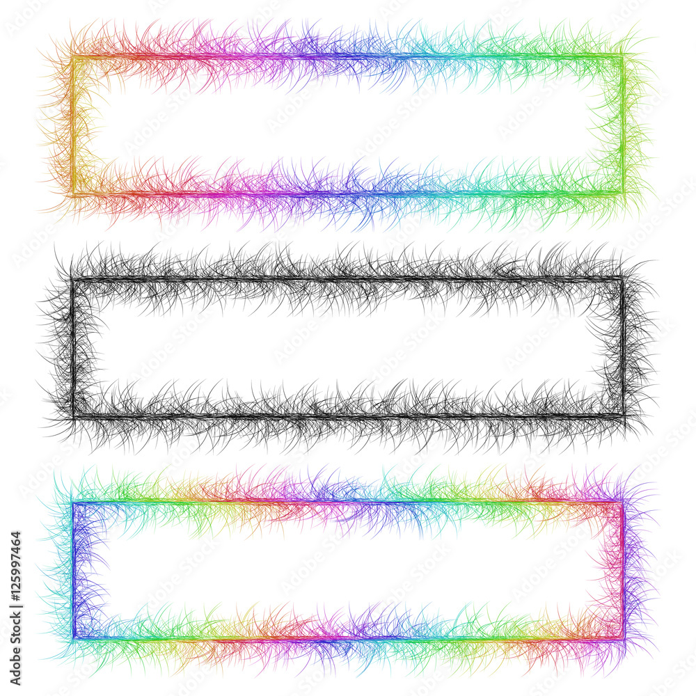 Obraz premium Colorful and monochrome sketch banner frame set