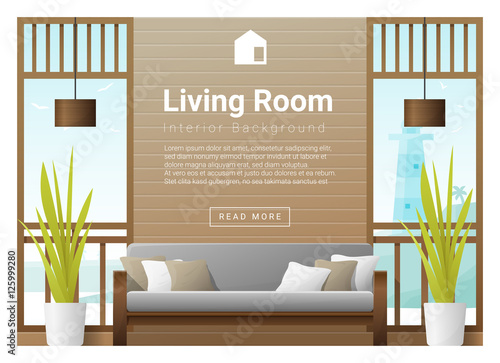 Living room Interior background , vector, illustration