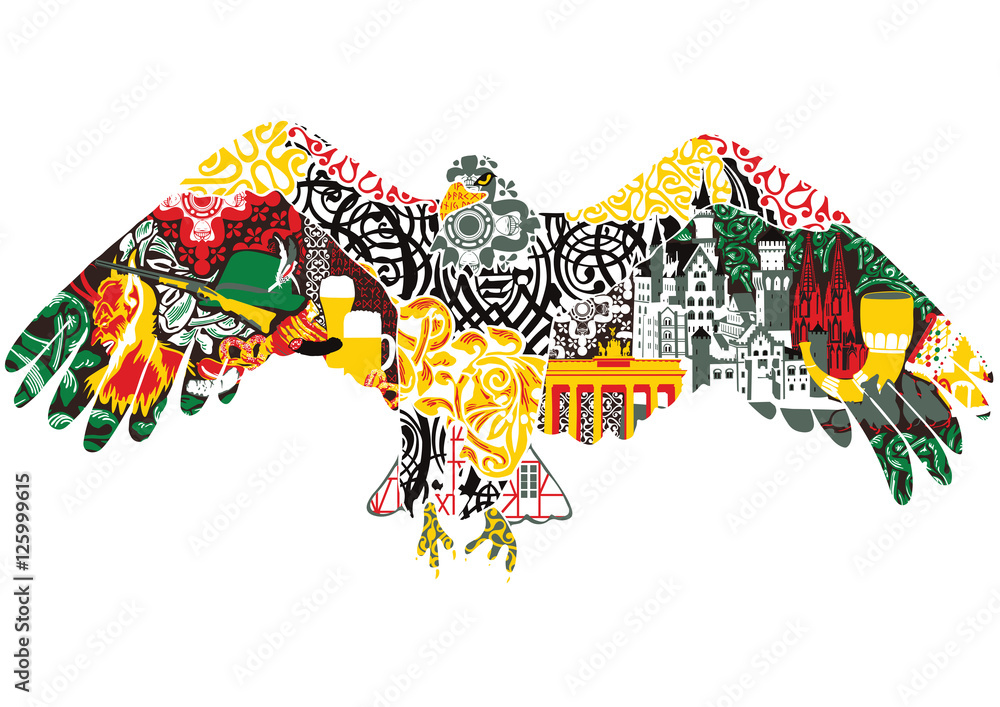 Naklejka premium eagle designs and miniatures symbolizing Germany