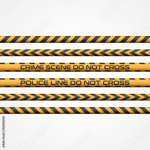 Vector set of seamless tapes, Police Line do not cross. For restriction and dangerous zones, construction site, crime scene, set
