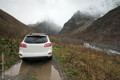 Traveling car in valley