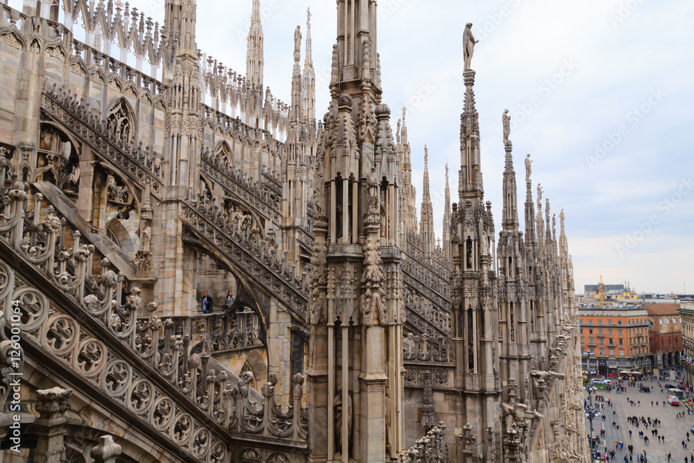 Milan Cathedral, Duomo di Milano, view. Famous Italian landmark