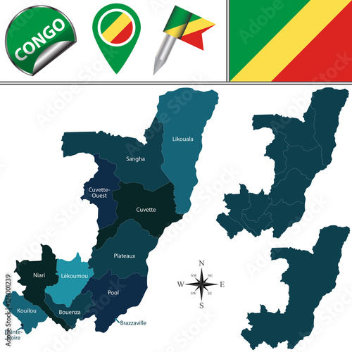 Map of Congo with Named Departments