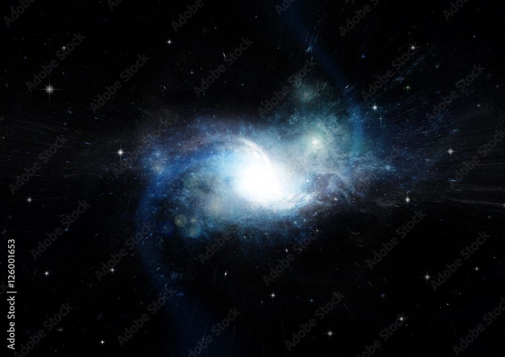 Fototapeta premium Stars, dust and gas nebula in a far galaxy