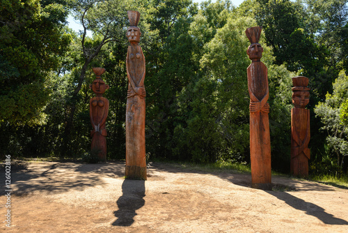 Chemamules, estatuas de madera en el cerro Ñielol , Temuco (Chile) photo