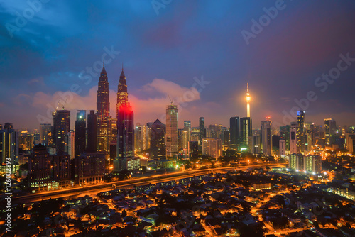 Aerial view of Kuala Lumpur city skyline