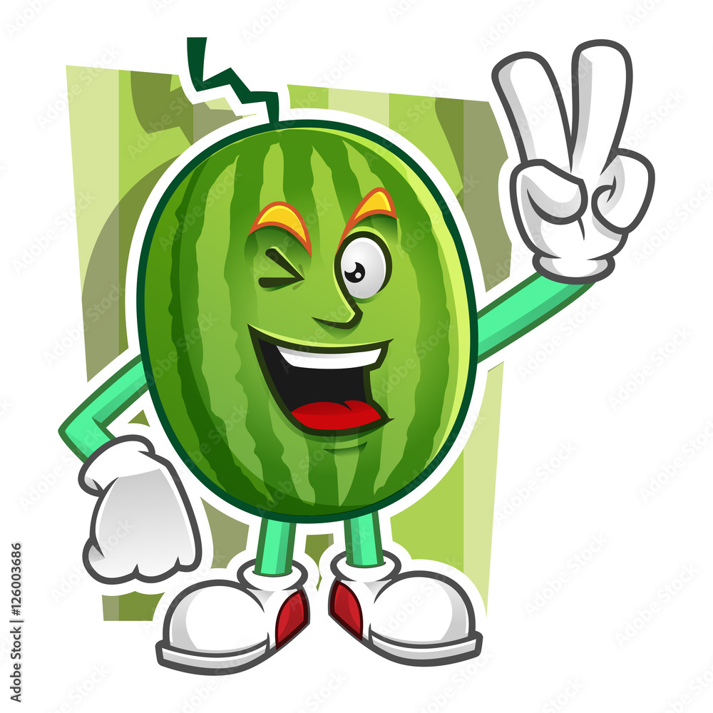 Peace Watermelon mascot, Watermelon character, Watermelon cartoon Stock  Vector | Adobe Stock