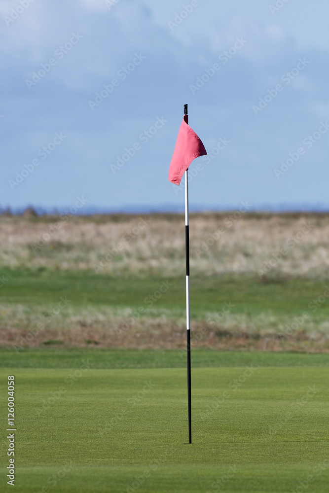 Obraz premium Red golf flag