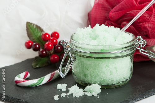 Handmade Mint Scrub With Coconut Oil. Toiletries, Spa Set.