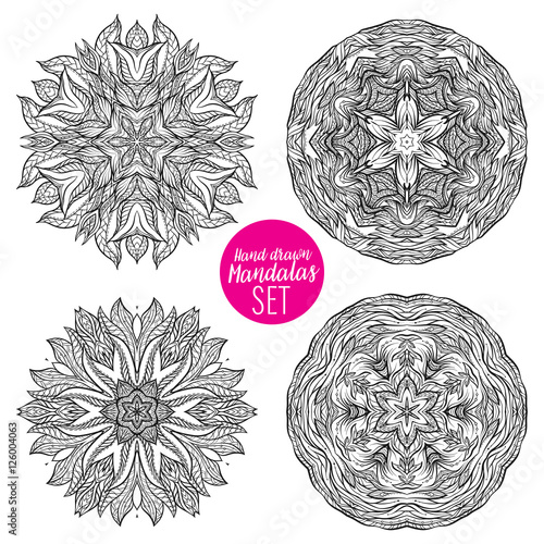 Vector Beautiful Deco Mandala set, Patterned Design Element, Eth