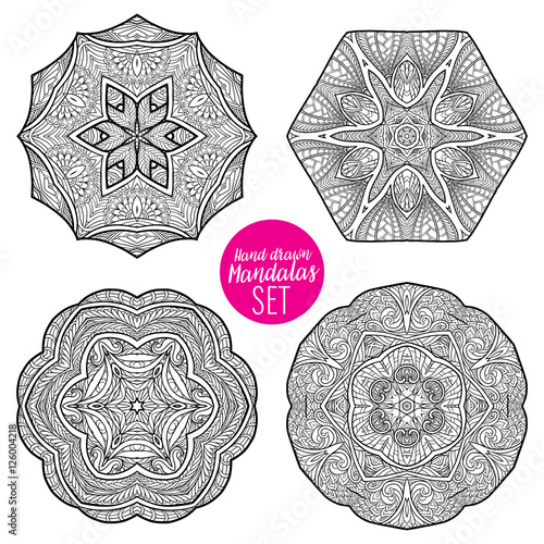 Vector Beautiful Deco Mandala set, Patterned Design Element, Eth