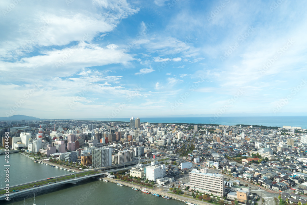 万代島ビル展望台から信濃川と古町方面の景色 3