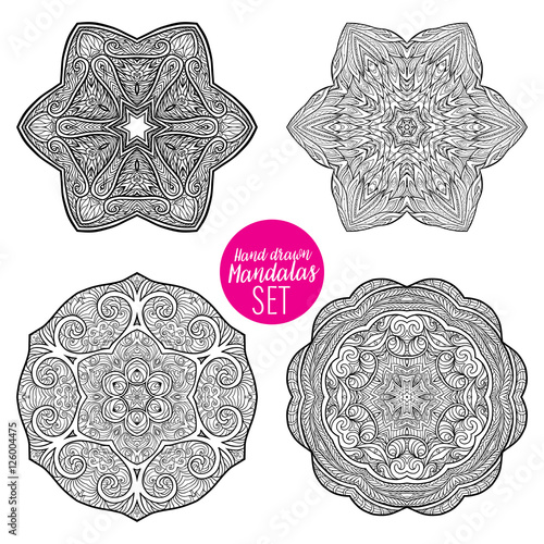 Vector Beautiful Deco Mandala set, Patterned Design Element, Eth