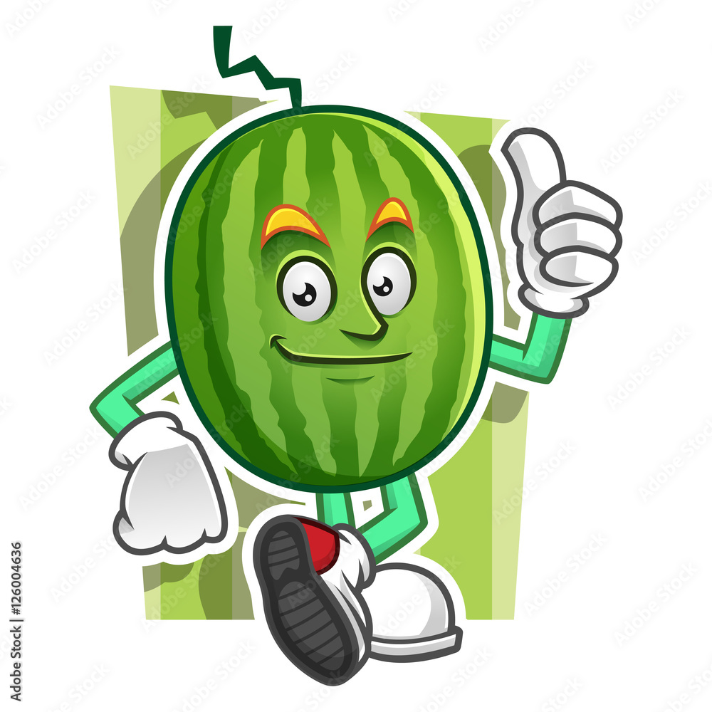 Thumb up Watermelon mascot, Watermelon character, Watermelon cartoon Stock  Vector | Adobe Stock