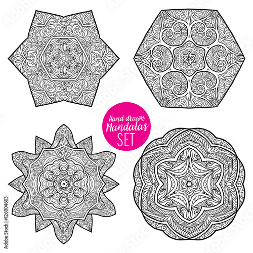 Vector Beautiful Deco Mandala set, Patterned Design Element, Eth