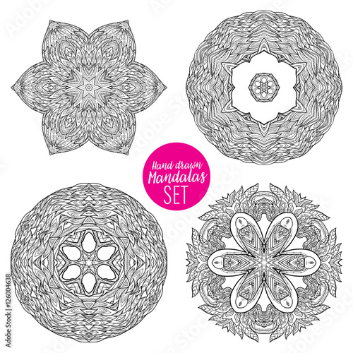 Vector Beautiful Deco Mandala set, Patterned Design Element, Eth